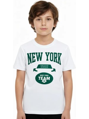 DeFacto Erkek Çocuk Kısa Kollu Baskılı Tişört Regular Fit Bisiklet Yaka Beyaz Renk