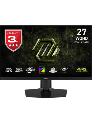MSI 27 MAG 274QPF E20 2560x1440 (WQHD) 16:9 FLAT RAPID IPS 200Hz 0.5MS (Min.) FREESYNC PREMIUM PIVOT GAMING MONITOR