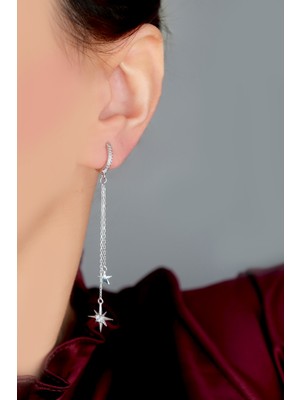 925 Ayar Gümüş Yıldız Figürlü Sallantılı Küpe