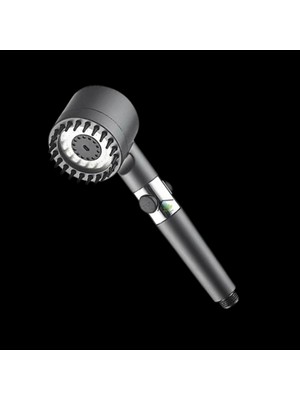 Tg Tek-İş Global Tg Tek-Iş Global Turbo Fanlı Yüksek Basınçlı Duş Başlığı Stop Tuşlu Su Tasarruflu Pervaneli El Duşu Mat Gri