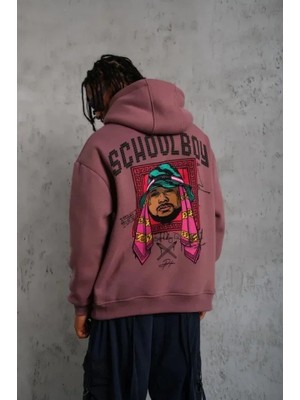 Uslucan Alışveriş Erkek School Boy Baskılı Kapüşonlu Sweat - Gül Kurusu