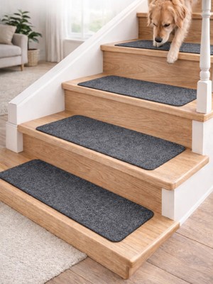Beylini Kaymaz Taban Yıkanabilir Keçe Merdiven Halısı 76 x 20 Antrasit Çocuk Yaşlı Evcil Hayvan Güvenli Kolay Kurulabilir (1 Adet)