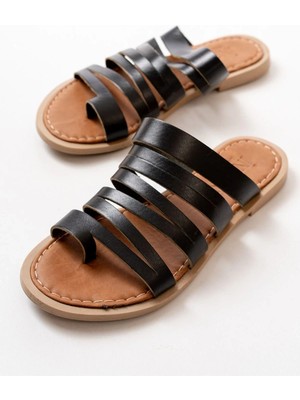 Uslucan Alışveriş 169-082 Siyah Ortopedik Hakiki Deri Kadın Terlik