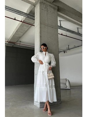 Dip Moda Dipmoda kadın uzun dantel detaylı tasarım elbise DPMS42110