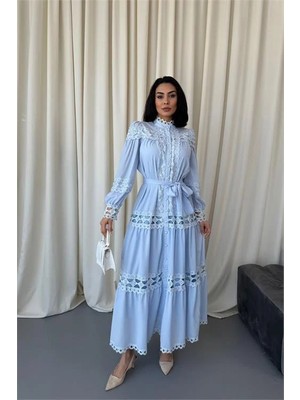 Dip Moda Dipmoda kadın uzun dantel detaylı tasarım elbise DPMS42110