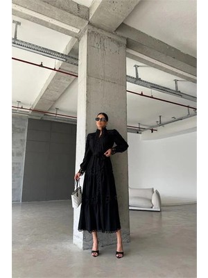 Dip Moda Dipmoda kadın uzun dantel detaylı tasarım elbise DPMS42110