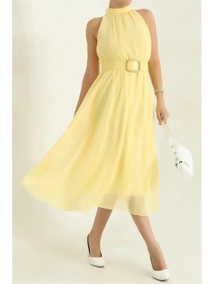 Dip Moda Kadın Kolsuz Kemerli Elbise DPMY3734