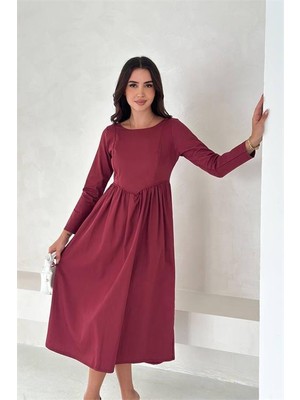 Dip Moda Kadın Uzun Kollu Sırt Detaylı Basic Elbise DPK4311