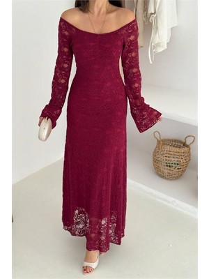 Dip Moda Kadın maxi boy dantel elbise DPK4331
