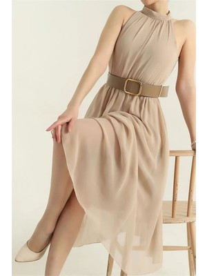 Dip Moda Kadın kolsuz kemerli elbise DPMY3734