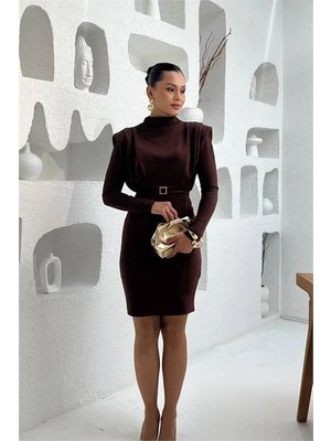 Dip Moda Kadın vatkalı mini boy kemerli elbise DPMY3838