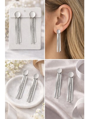 Stainless Steel 3 Sıralı Uzun Su Yolu Çelik Küpe