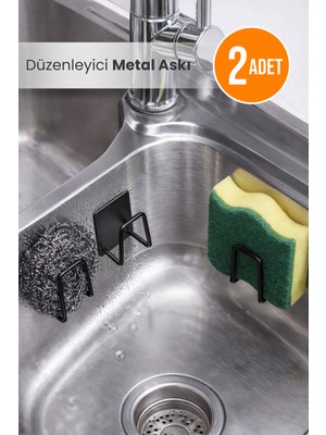 Orvila 2 Adet - Kendinden Yapışkanlı Çok Amaçlı Metal Askı - Siyah