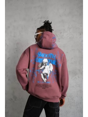 Uslucan Alışveriş Erkek Yıldırım Baskılı Kapşonlu Sweat - Gül Kurusu