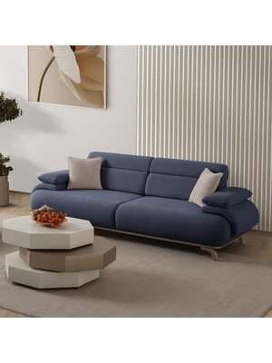 Eymense Bonjo Sırt Mekanizmalı Kasalı Üçlü Koltuk Kanepe Lacivert