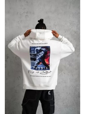 Uslucan Alışveriş Erkek Astronot Baskılı Kapüşonlu Sweat - Beyaz
