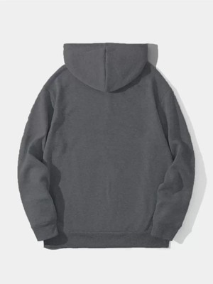 Uslucan Alışveriş Erkek Düz Kapüşonlu Sweat - Füme