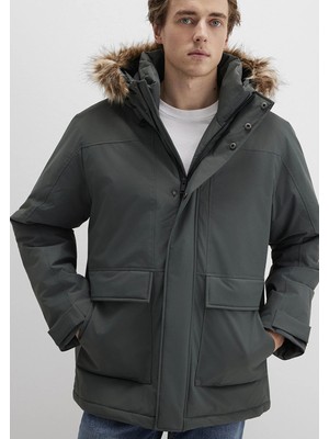 Mavi Kapüşonlu Yeşil Parka 0110472-71598