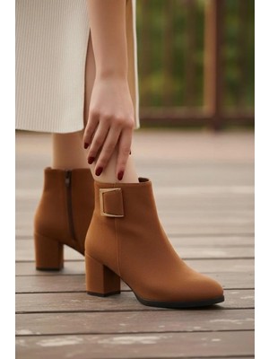 Marina Rosse Kadın Atina Klasik Toka Detaylı Topuklu Kısa Bot