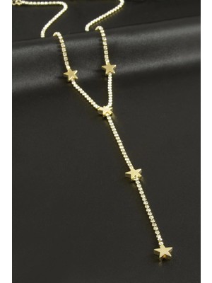 İlk El Grup Ieg™ Yıldız Şerit Taşlı Çelik Y Kolye