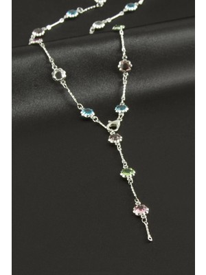 İlk El Grup Ieg™ Çiçek Zirkon Taşlı Çelik Y Kolye