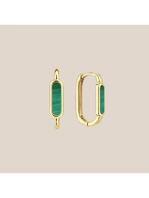 Altıntaş Malahit Ataş Altın Halka Küpe