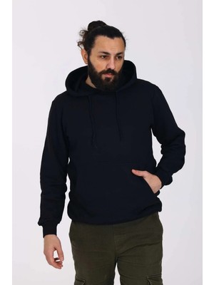 Uslucan Alışveriş Kapüşonlu Içi Polarlı Regular Kalıp Erkek Sweatshirt Kırmızı