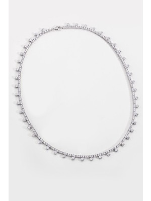 So Chic 18 Ayar Beyaz Altın Kaplama Gümüş 43 cm Tasarım Kolye