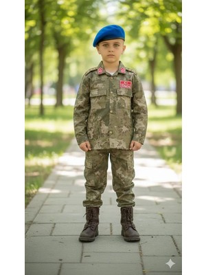 Erteks Tekstil 2022 Tsk Kara Kuvvetleri Çocuk Asker Takımı Çocuk Askeri Kamuflaj Kostümü