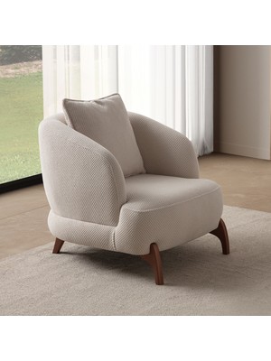 Eymense Bonjo Ceviz Ayaklı Berjer Bej