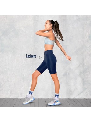 Uslucan Alışveriş Yüksek Bel Toparlıyıcılı Micro Dalgıç Kısa Biker Şort Tayt