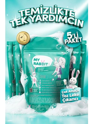 My Rabbit 5 Adet Çok Amaçlı Oksijenli Toz Leke Çıkarıcı ve Beyazlatıcı 5 x 800 gr