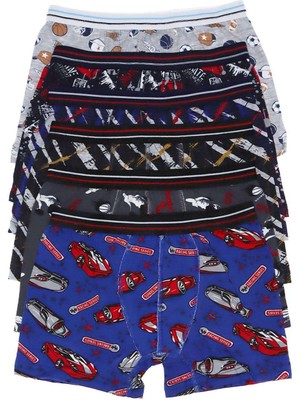 Dondeza 6 Adet Erkek Çocuk Desenli Boxer Çok Renkli %90 Pamuk %10 Elastan Rahat Tasarım