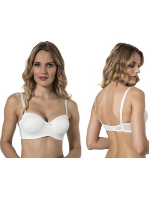 Belvü C Kap Straples Mesh Kumaş Sütyen Ekru