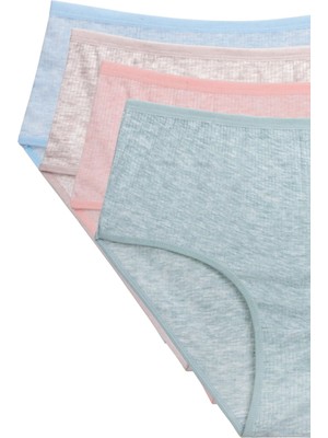 İlk El Grup Ieg™ 4'lü Yeni Seri Renkli Yüksek Bel Fitilli Ribana Bato Külot Turquaz Yeşil Şeftali Pudra