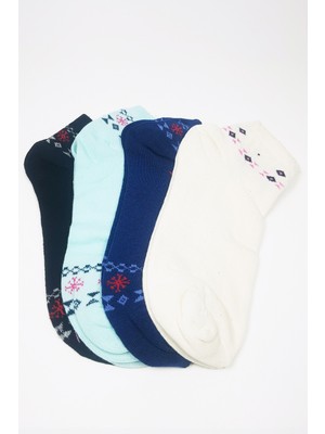 İlk El Grup Ieg™ Kadın Bilek Çorap Yazlık Pamuklu Yumuşak Düz Renk 4 Çift