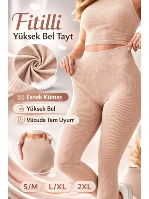 Süsen Lingerie Yüksek Bel Kadın Fitilli Tayt, Kadın Rahat Tayt, Kadın Günlük Tayt