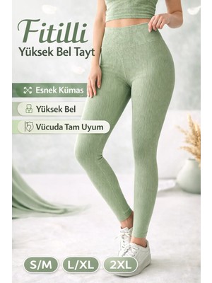 Süsen Lingerie Kadın Yüksek Bel Fitilli Tayt, Kadın Yeşil Yüksek Bel Tayt