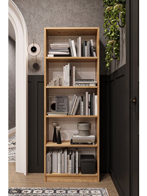 Asra Trend Modern 10 Raflı Ev Ofis Kütüphane Kitaplık %100 MDF Dekoratif Kitaplık K002