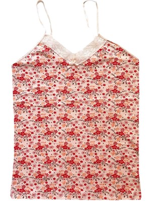 İlk El Grup Ieg™ Kadın Askılı Desenli Atlet Dantelli Empirme Pamuklu Penye D1