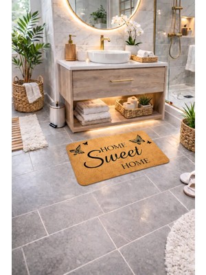 Esnature Evim Evim Güzel Evim Home Sweet Home Kahverengi Kapı Önü Paspası 45X70 cm