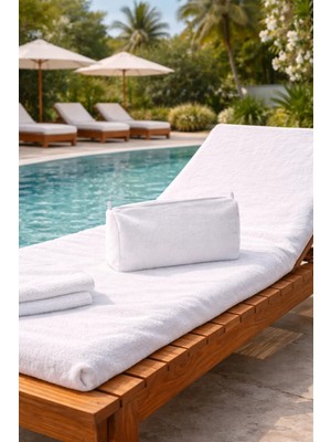 Miespiga %100 Pamuk Şezlong Havlusu ve Su Geçirmez Islak Kuru Mayo Çantası Ikili Set