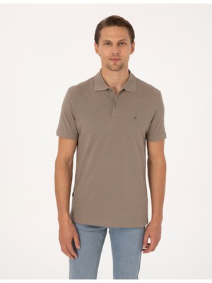 Pierre Cardin Erkek Kahverengı Slim Fit Basic Tişört 50325323-VR241