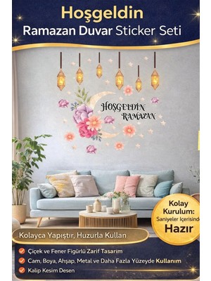 Svein #ramazansticker Dekoratif Yapıştırılabilir Çıkarılabilir Hoşgeldin Ramazan Motifli Duvar Sticker