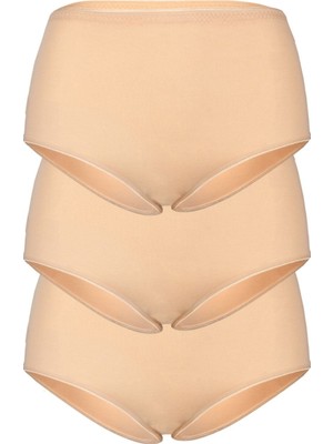 BSM 3'lü Kadın Ten Modal Toparlayıcı Yumuşak Nefes Alabilen Batokom Külot Ten M