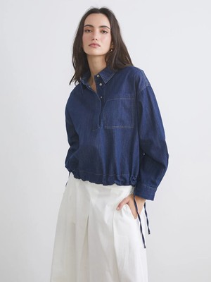 LC Waikiki Indigo Gömlek Yaka Jean Bluz