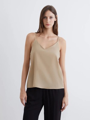 LC Waikiki Haki V Yaka Askılı Bluz