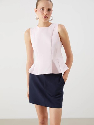 LC Waikiki Pembe Bisiklet Yaka Peplum Bluz