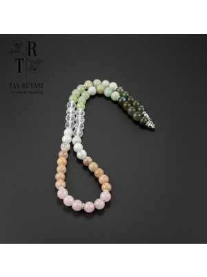 Taş Rüyası Pembe Kuvars, Aytaşı, Necef, Labradorit ve Amazonit Karma Doğal Taş Kolye (8 Mm)