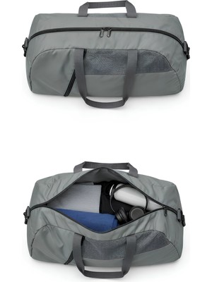 Büyük Boy Gri Önü Cepli Ayarlanabilir Omuz Askılı El Seyahat Spor ÇANTASI-00831